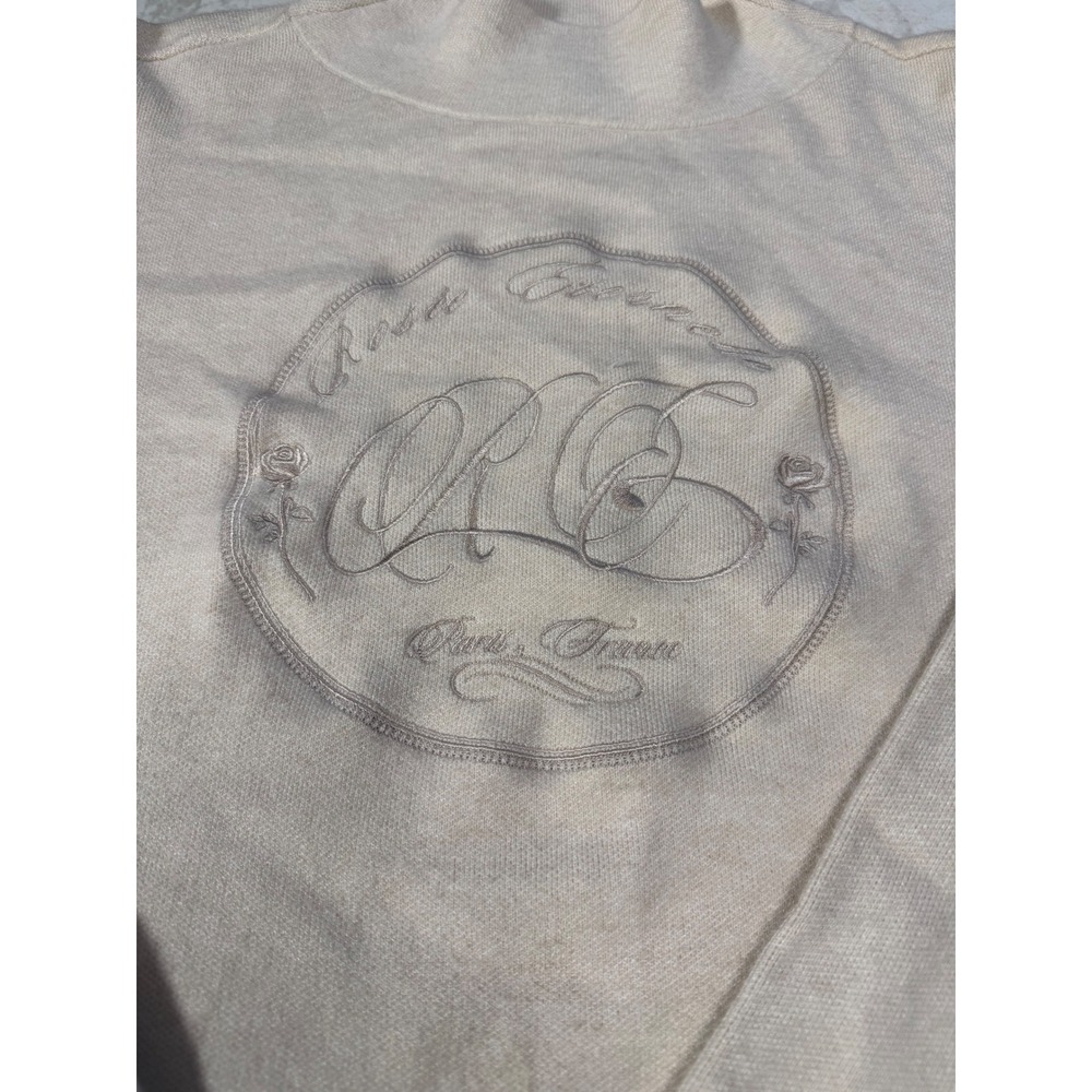 Maeve Mock Neck Sweater Womens Small Cream Excellent Embroidered Crest Paris - Picture 2 of 5